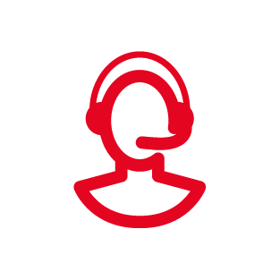 Icon Kundenservice Mitarbeiter mit Headset in rot